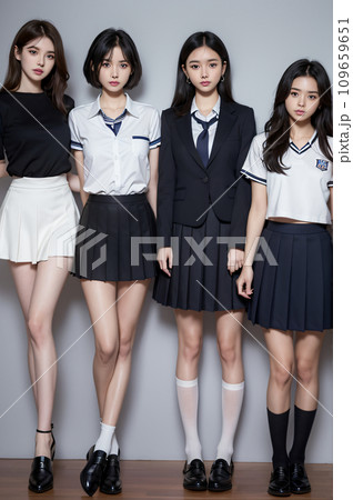 制服姿の女子高生の集合写真　AI画像　AI写真 109659651