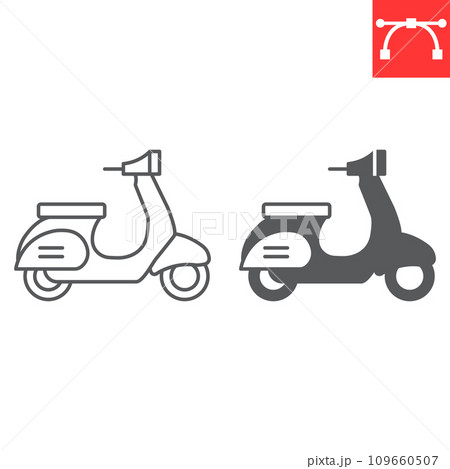 Scooter line and glyph icon, transportation and vehicle, delivery scooter vector icon, vector graphics, editable stroke outline sign, eps 10. Scooter line and glyph icon, transportation and vehicle, delivery scooter vector icon, vector graphics, editable stroke outline sign, eps 10. 109660507
