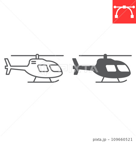 Helicopter line and glyph icon, transportation and aviation, helicopter vector icon, vector graphics, editable stroke outline sign, eps 10. 109660521