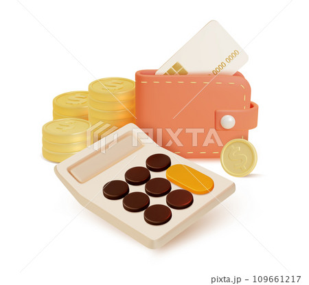 3d Accounting Services Business Concept Cartoon Style Calculator and Money Isolated on a White Background. Vector illustration 3d Accounting Services Business Concept Cartoon Style Calculator and Money Isolated on a White Background. Vector illustration 109661217