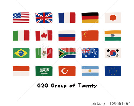 G20の国旗のイラストの一覧 109661264