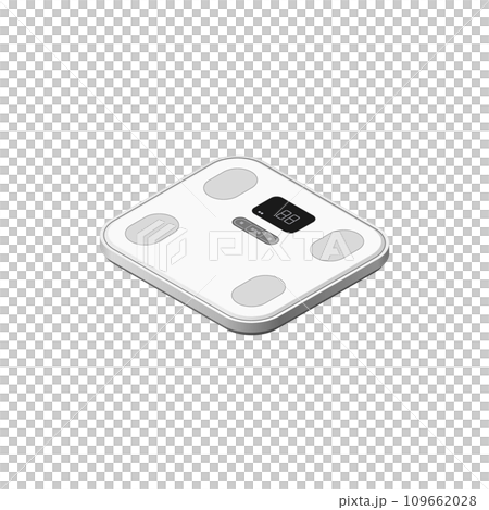Illustration of a body composition meter drawn using isometric projection 109662028