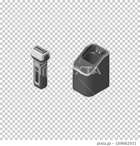 アイソメトリック図法で描いたメンズシェーバーと自動洗浄器のイラスト アイソメトリック図法で描いたメンズシェーバーと自動洗浄器のイラスト 109662031