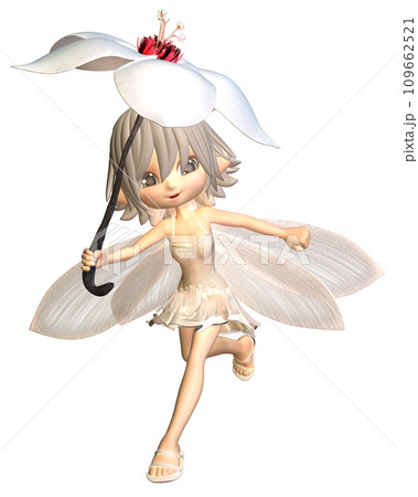 Cute Toon Umbrella Fairy in White Cute Toon Umbrella Fairy in White 109662521