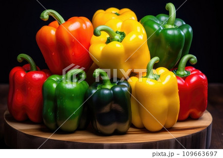 Colorful raw peppers, healthy vegetables 109663697