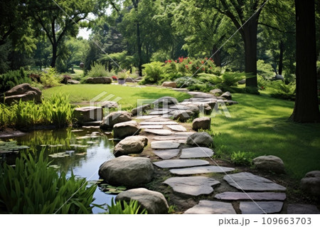 A stone path in a park 109663703