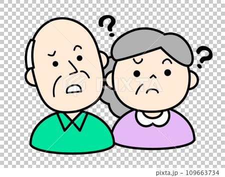 Illustration of a senior couple having doubts 109663734