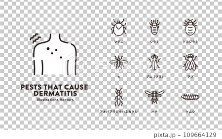 皮膚炎 害虫 アイコン セット 皮膚炎 害虫 アイコン セット 109664129