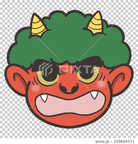 憤怒的紅色惡魔面具的插圖 憤怒的紅色惡魔面具的插圖 109664551