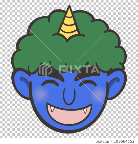 微笑的藍色惡魔面具的插圖 109664552