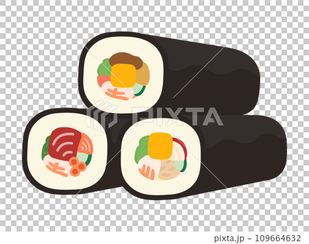 Setsubun illustration material, three ehomaki rolls Setsubun illustration material, three ehomaki rolls 109664632