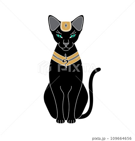 Egyptian cat on a white background. Ancient Egyptian goddess Bast or Bastet. Egyptian cat on a white background. Ancient Egyptian goddess Bast or Bastet. 109664656
