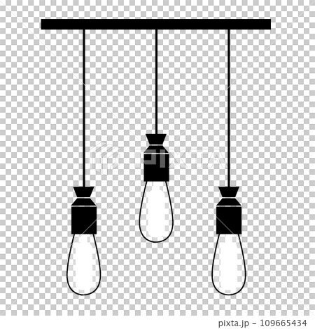 Illustration of three pendant lights (monochrome) 109665434