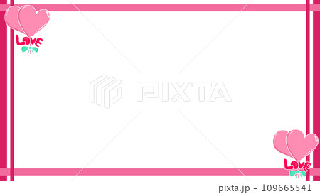 pink line frame art decorated with heart balloon pink line frame art decorated with heart balloon 109665541