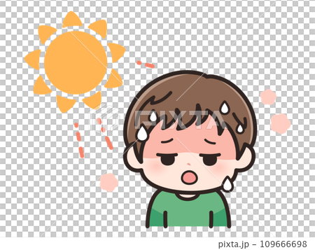 Illustration of a boy suffering from heatstroke 109666698