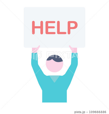 ヘルプの看板を掲げる男性 ヘルプの看板を掲げる男性 109666886