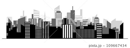 Black random city skyline Vector on white background. 109667434
