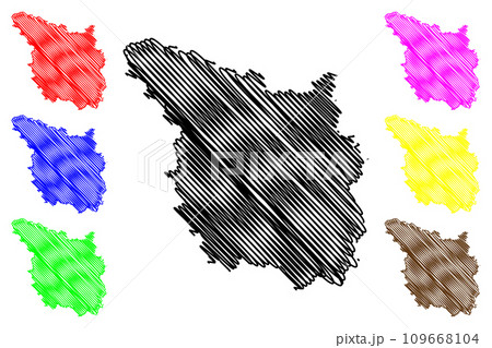 Farrukhabad district (Uttar Pradesh State, Republic of India) map vector illustration, scribble sketch Farrukhabad map 109668104