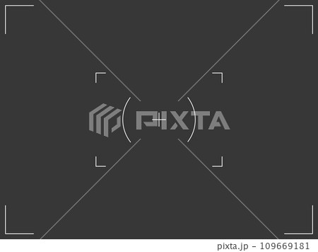 Camera frame viewfinder screen of photo, video recorder digital display with camera frames. Vector target illustration on dark background. Camera frame viewfinder screen of photo, video recorder digital display with camera frames. Vector target illustration on dark background. 109669181