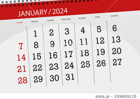 Calendar 2024, deadline, day, month, page, organizer, date, January 109669228