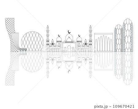 Abu Dhabi City Skyline Line Art Banner Abu Dhabi City Skyline Line Art Banner 109670421