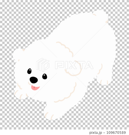 遊びに誘うシンプルで可愛いビション・フリーゼのイラスト　主線なし 109670589