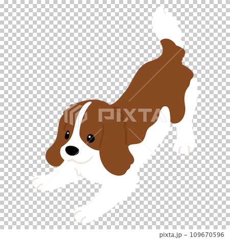 遊びに誘うシンプルで可愛いキャバリア・キング・チャールズ・スパニエル 主線なし 遊びに誘うシンプルで可愛いキャバリア・キング・チャールズ・スパニエル 主線なし 109670596