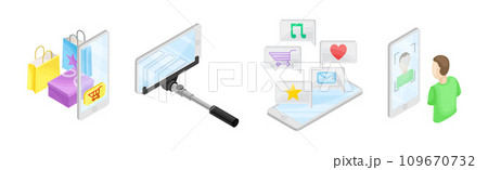 Smartphone Applications and Service Use Isometric Vector Set 109670732