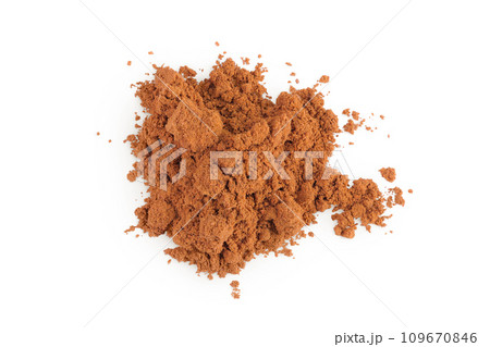 Cinnamon powder isolated on white background. Aromatic spice Cinnamon powder isolated on white background. Aromatic spice 109670846