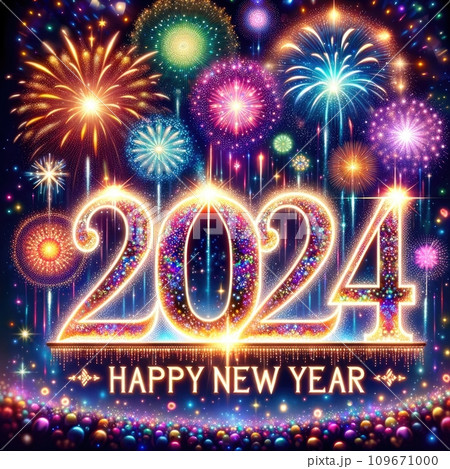 AI-generated content. 2024 Happy New Year, Greeting Card. Generative AI AI-generated content. 2024 Happy New Year, Greeting Card. Generative AI 109671000