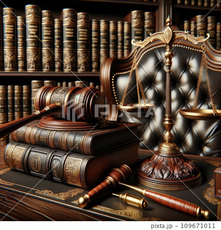 AI-generated content. Agreement contract on working desk in office. Law, legal services, advice, Justice concept. Generative AI 109671011