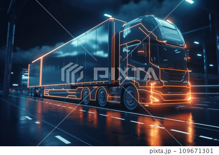 AI-generated content. Containers Cargo Ship at logistic hub. Generative AI 109671301