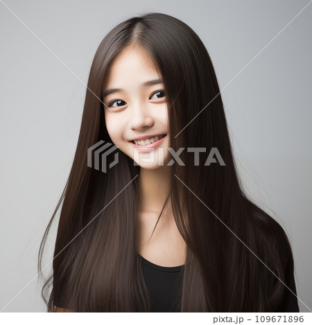 10代の微笑むロングヘアの美しい女性 10代の微笑むロングヘアの美しい女性 109671896