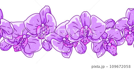 Pattern with orchid flowers. Beautiful decorative plants. Pattern with orchid flowers. Beautiful decorative plants. 109672058