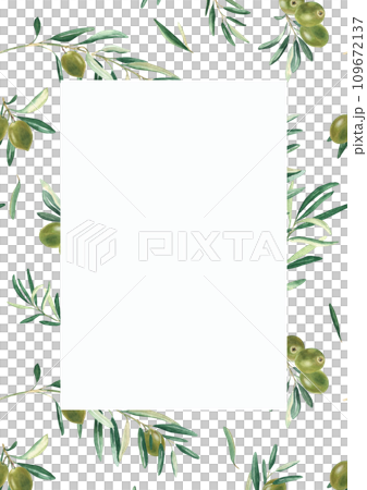 Floral background card template with green olive branches pattern. For save the date, greeting, rustic wedding card and cover design. Floral background card template with green olive branches pattern. For save the date, greeting, rustic wedding card and cover design. 109672137