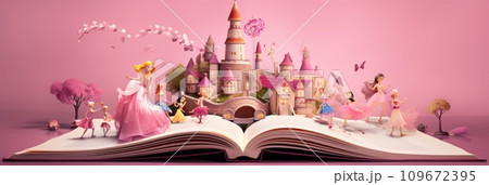 Beautiful girl dolls in a pink dress 109672395