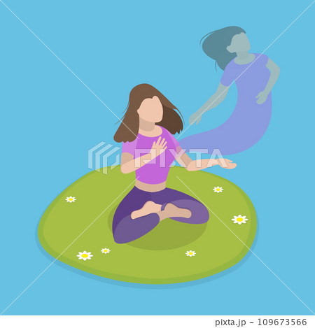 3D Isometric Flat Vector Illustration of Spirit or Soul Rise 109673566