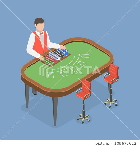 3D Isometric Flat Vector Illustration of Blackjack Dealer 3D Isometric Flat Vector Illustration of Blackjack Dealer 109673612