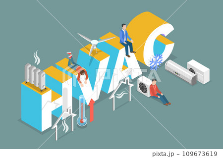 3D Isometric Flat Vector Illustration of HVAC 109673619
