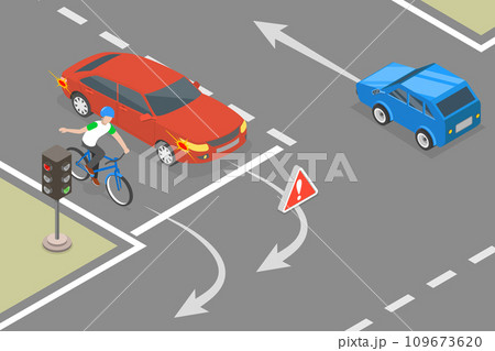 3D Isometric Flat Vector Illustration of Traffic Regulating Rules and Tips 109673620