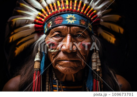 Portrait showcasing the rich heritage of indigenous culture. 109673701