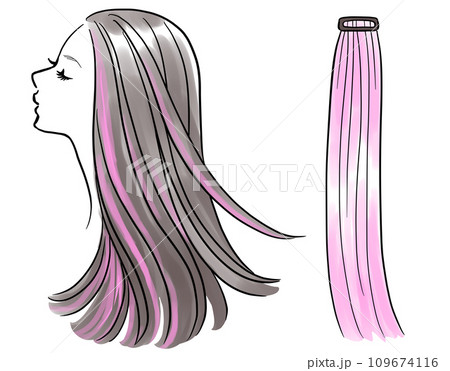 ヘアエクステと女性 109674116