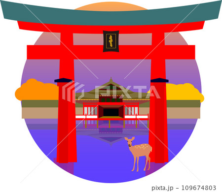 秋の夕焼け 厳島神社 秋の夕焼け 厳島神社 109674803
