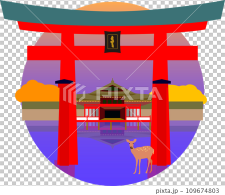 秋の夕焼け 厳島神社 秋の夕焼け 厳島神社 109674803
