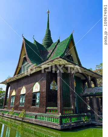 Wat Pa Maha Chedi Kaew or Wat Lan Khuad beer temple or million bottles temple, in Sisaket, Thailand Wat Pa Maha Chedi Kaew or Wat Lan Khuad beer temple or million bottles temple, in Sisaket, Thailand 109674961