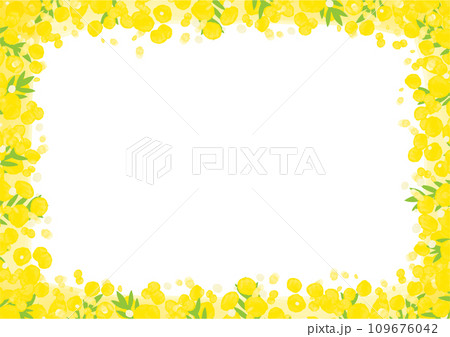 水彩のミモザのフレーム 109676042
