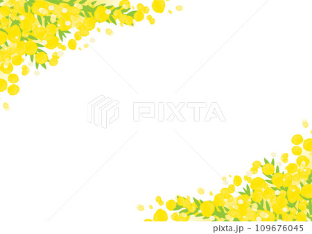 水彩のミモザのフレーム 109676045