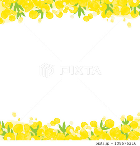 正方形の水彩のミモザフレーム 109676216