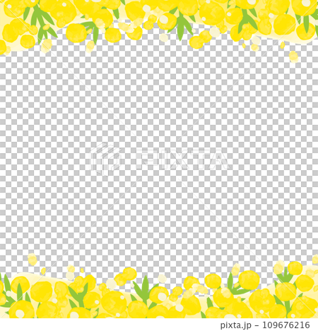 正方形の水彩のミモザフレーム 109676216