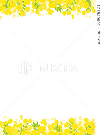 水彩のミモザのフレーム 109676221